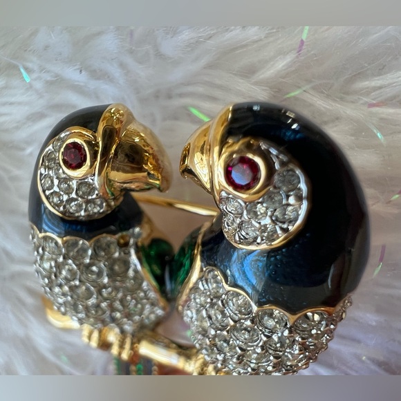 Vintage D’ Orlan Gold plated Parrot Birds Brooch - Picture 6 of 10